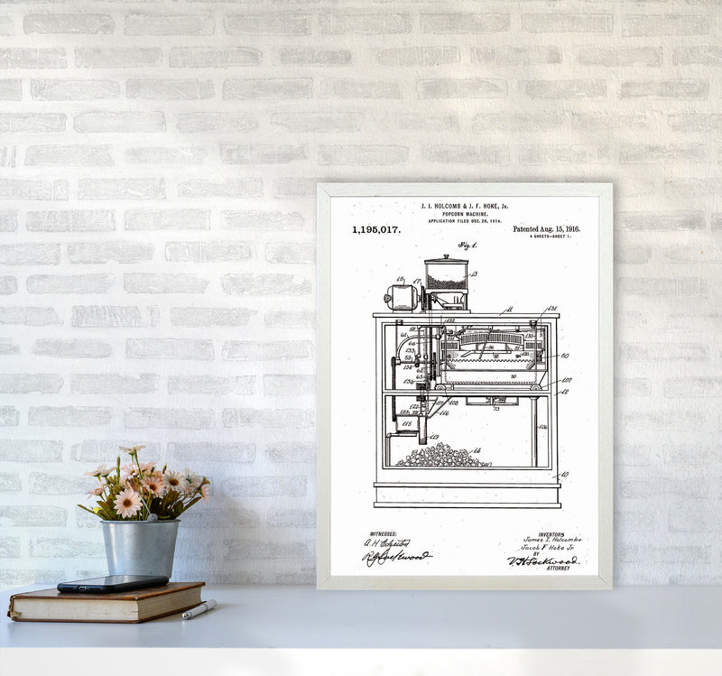 Popcorn Machine Patent Art Print by Jason Stanley A2 Oak Frame