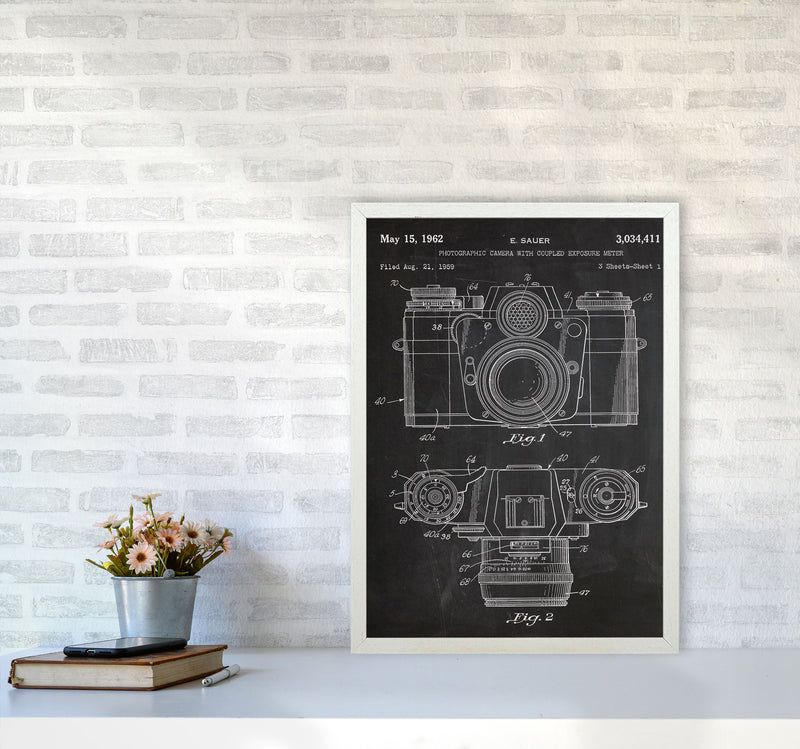 Vintage Camera Patent Art Print by Jason Stanley A2 Oak Frame