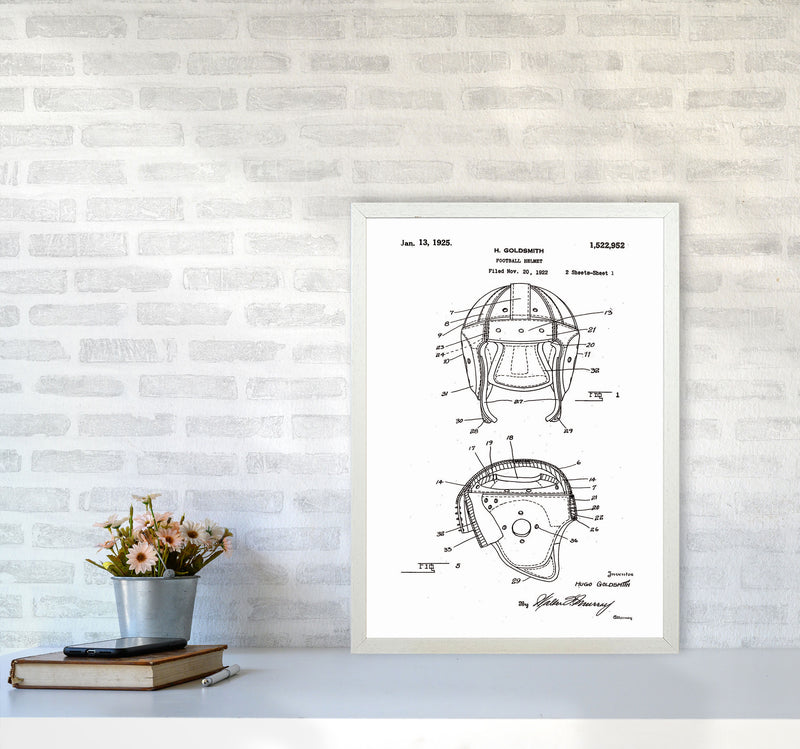 Football Helmet Patent Art Print by Jason Stanley A2 Oak Frame