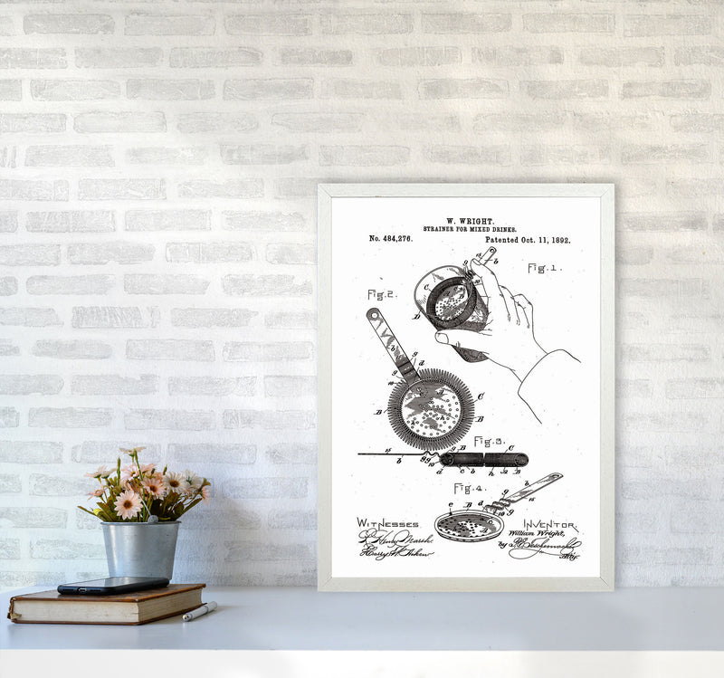 Drink Strainer Patent Art Print by Jason Stanley A2 Oak Frame
