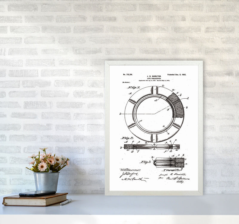 Life Preserver Patent Art Print by Jason Stanley A2 Oak Frame