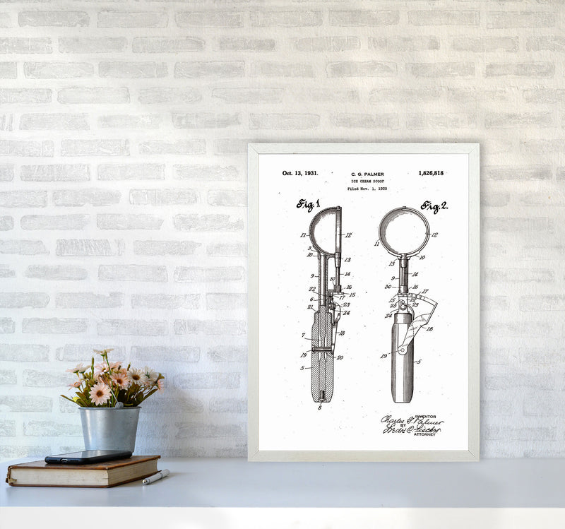 Ice Cream Scoop Patent Art Print by Jason Stanley A2 Oak Frame