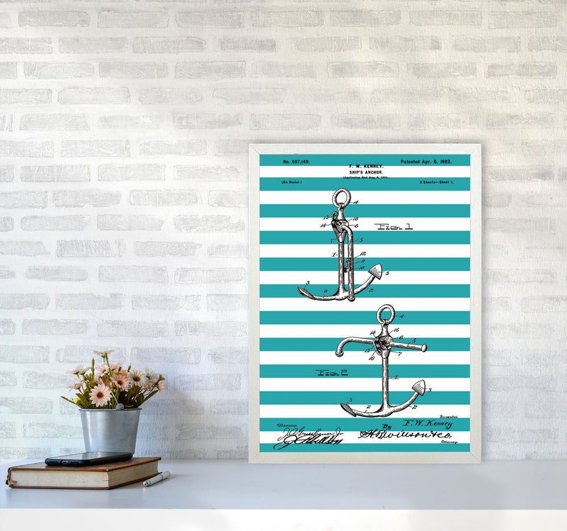 Anchor Patent Stripe Art Print by Jason Stanley A2 Oak Frame