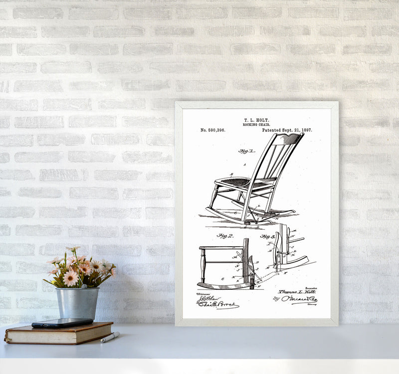 Rocking Chair Patent Art Print by Jason Stanley A2 Oak Frame