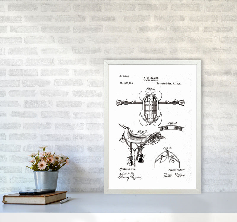 Riding Saddle Patent Art Print by Jason Stanley A2 Oak Frame