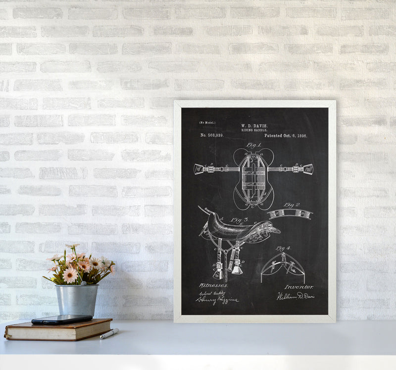 Riding Saddlepatent Art Print by Jason Stanley A2 Oak Frame