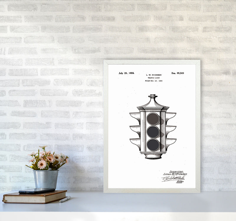 Traffic Light Patent Art Print by Jason Stanley A2 Oak Frame