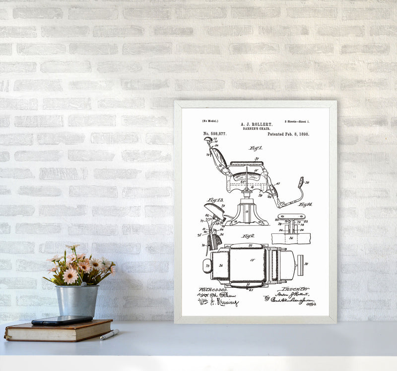 Barber Chair Patent Art Print by Jason Stanley A2 Oak Frame