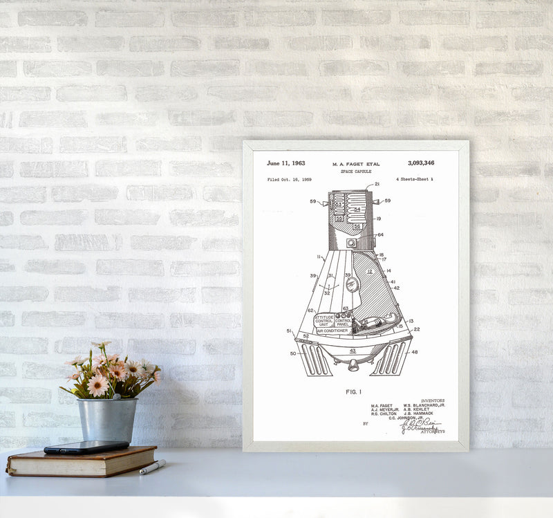 Space Capsule Patent Art Print by Jason Stanley A2 Oak Frame
