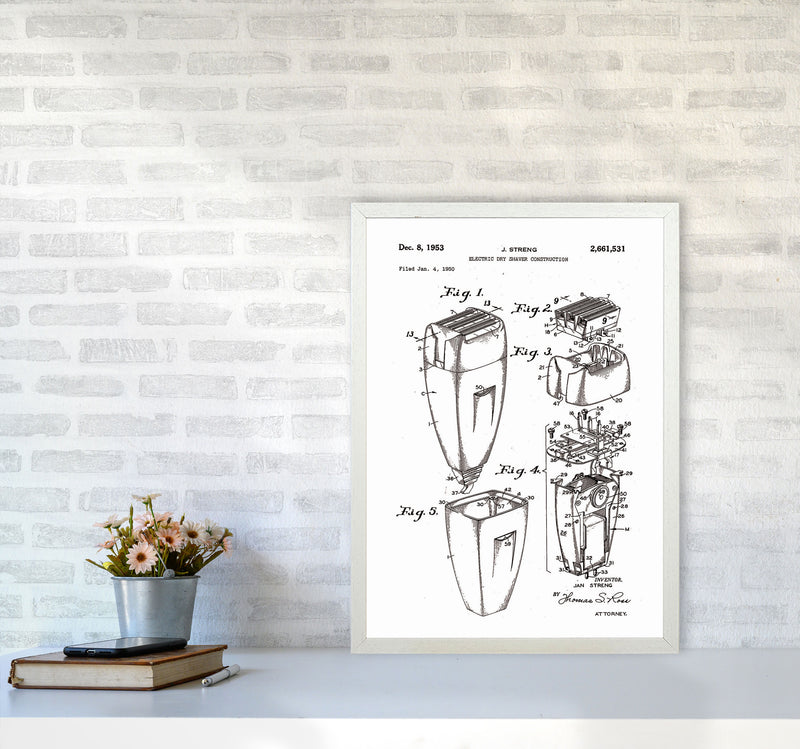 Electric Razor Patent Art Print by Jason Stanley A2 Oak Frame