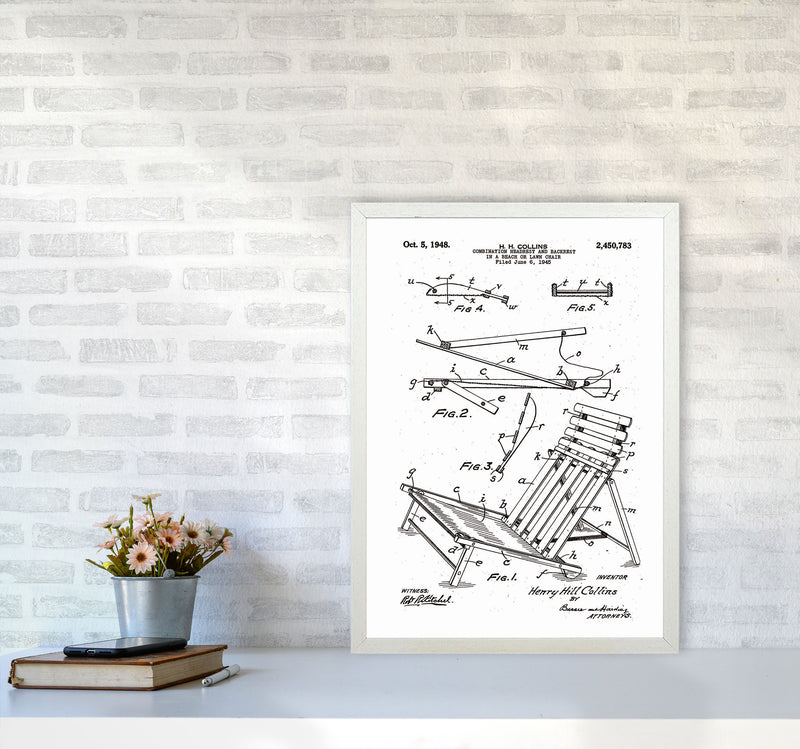 Beach Chair Patent Art Print by Jason Stanley A2 Oak Frame