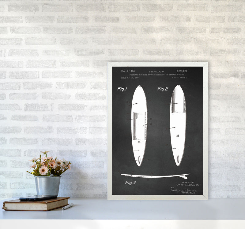 Surfboard Patent 1 Art Print by Jason Stanley A2 Oak Frame