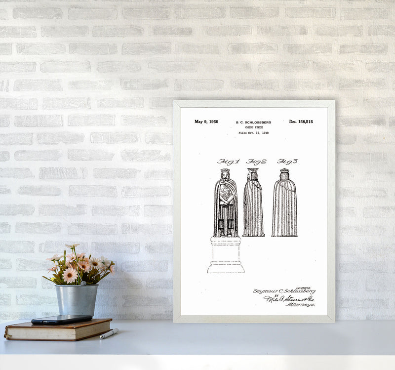 Chess Piece Patent Art Print by Jason Stanley A2 Oak Frame