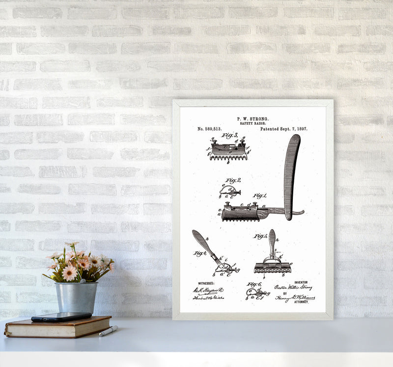 Safety Razor Patent Art Print by Jason Stanley A2 Oak Frame