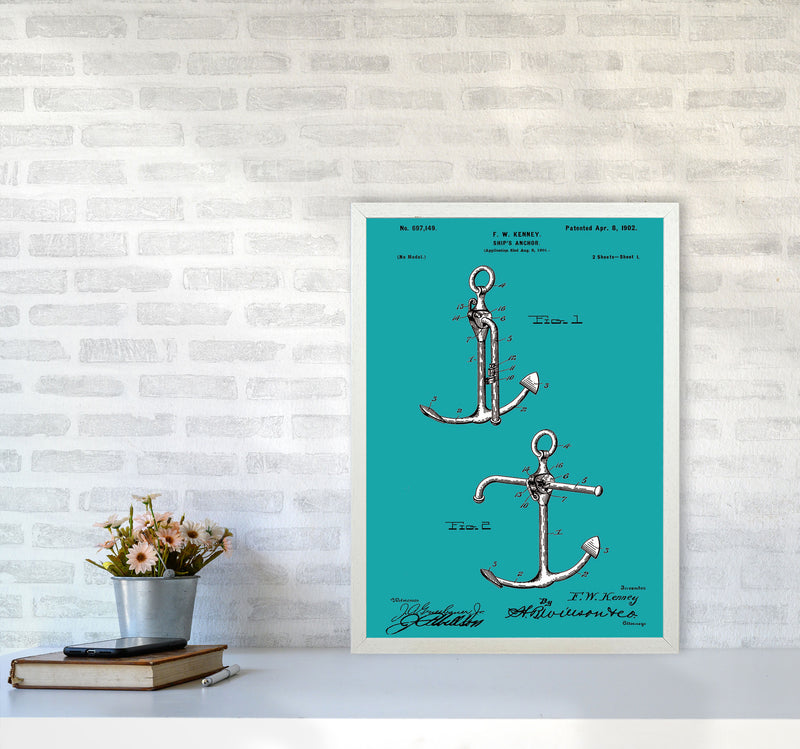 Anchor Patent Blue Art Print by Jason Stanley A2 Oak Frame