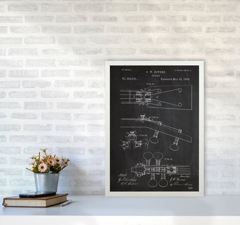 Guitar Neck Patent Art Print by Jason Stanley A2 Oak Frame