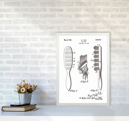 Hair Brush Patent Art Print by Jason Stanley A2 Oak Frame