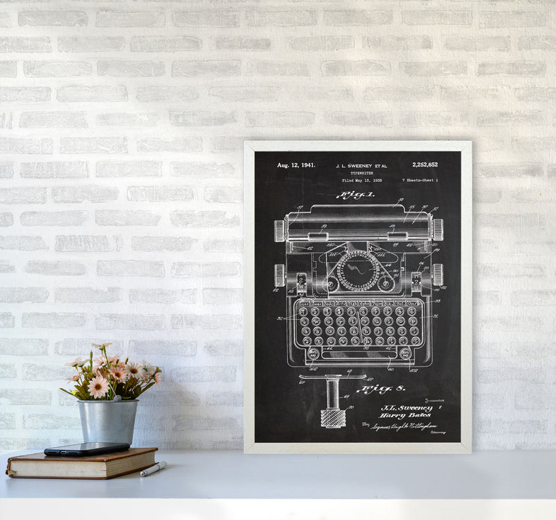 Type Writer Patent Art Print by Jason Stanley A2 Oak Frame