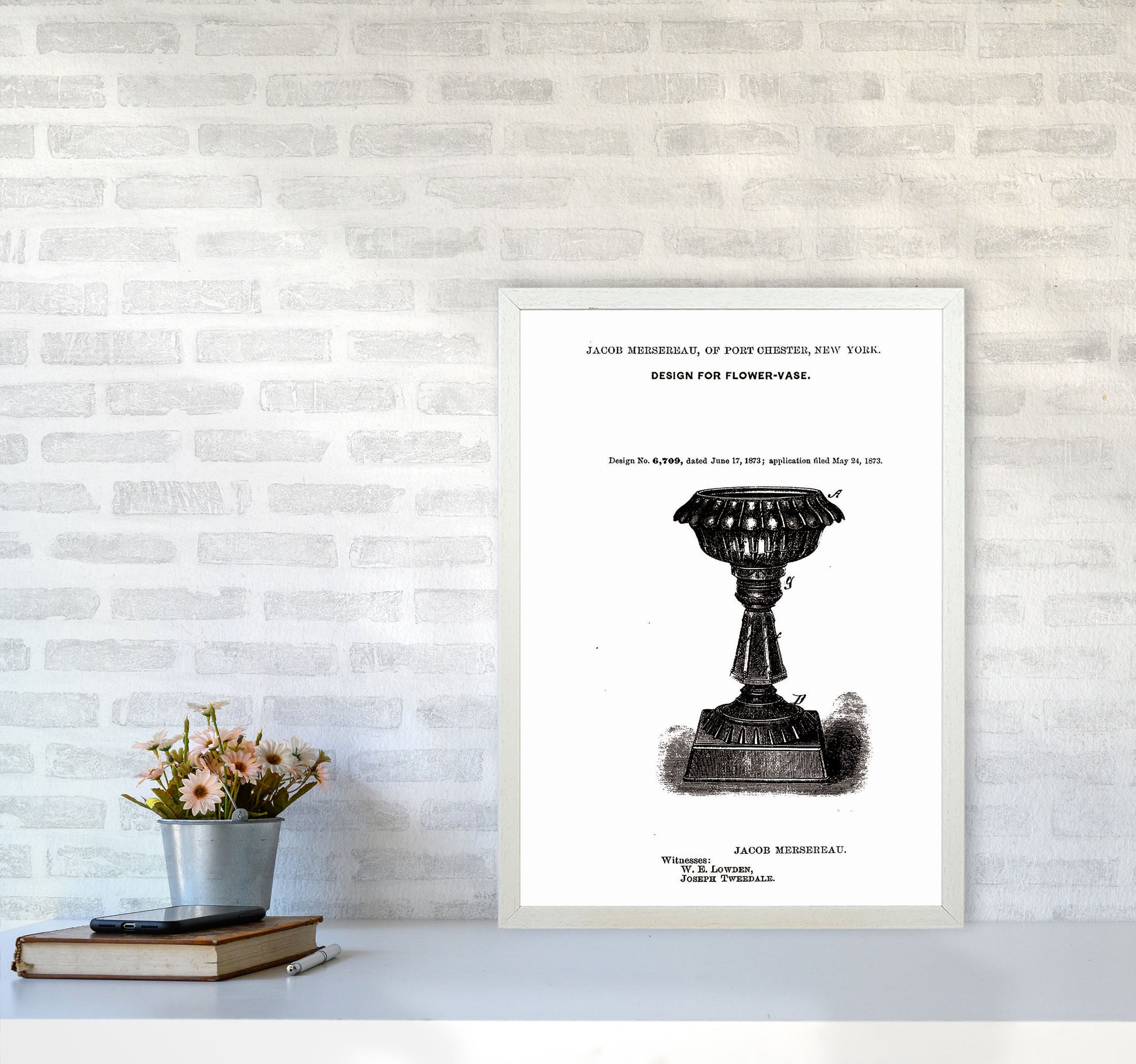 Flower Vase Patent Art Print by Jason Stanley A2 Oak Frame
