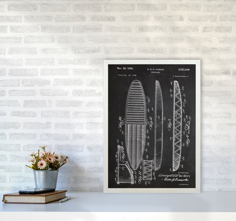 Surfboard Patent Art Print by Jason Stanley A2 Oak Frame