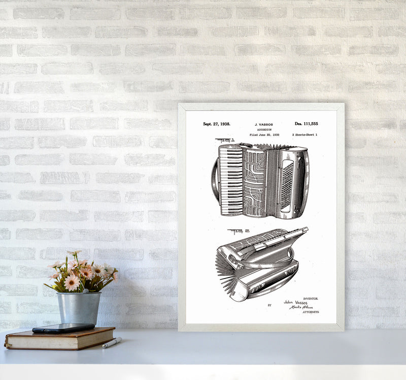 Accordian Patent Art Print by Jason Stanley A2 Oak Frame