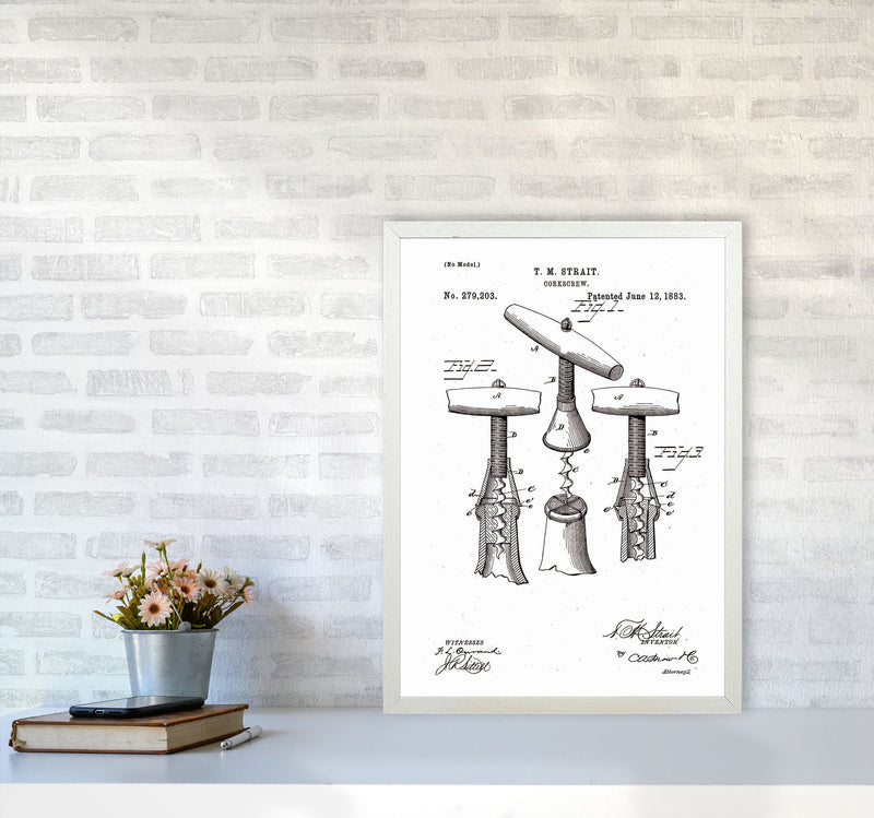 Corkscrew Patent Art Print by Jason Stanley A2 Oak Frame
