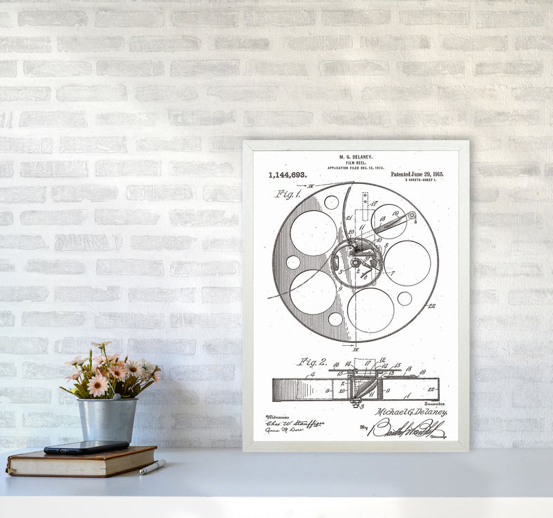 Film Reel Patent Art Print by Jason Stanley A2 Oak Frame