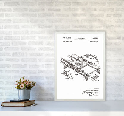 Catamaran Patent Art Print by Jason Stanley A2 Oak Frame