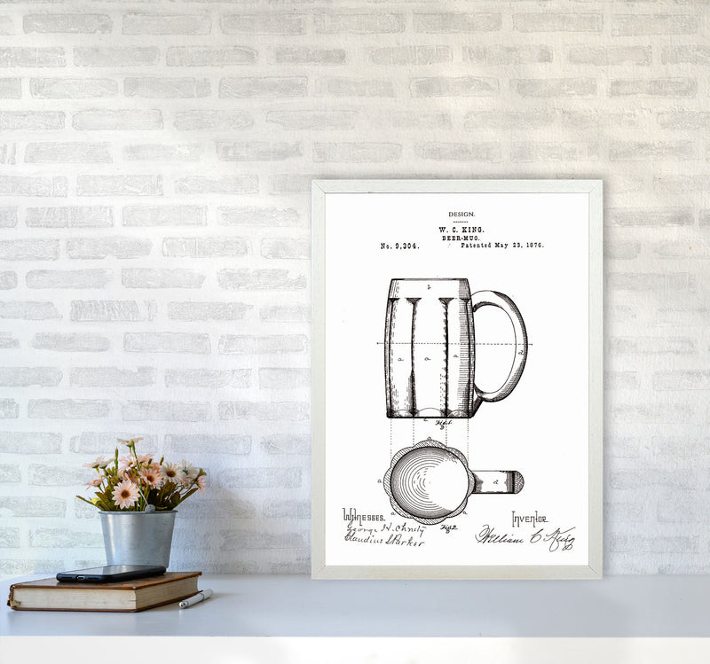 Beer Mug Patent 2 Art Print by Jason Stanley A2 Oak Frame