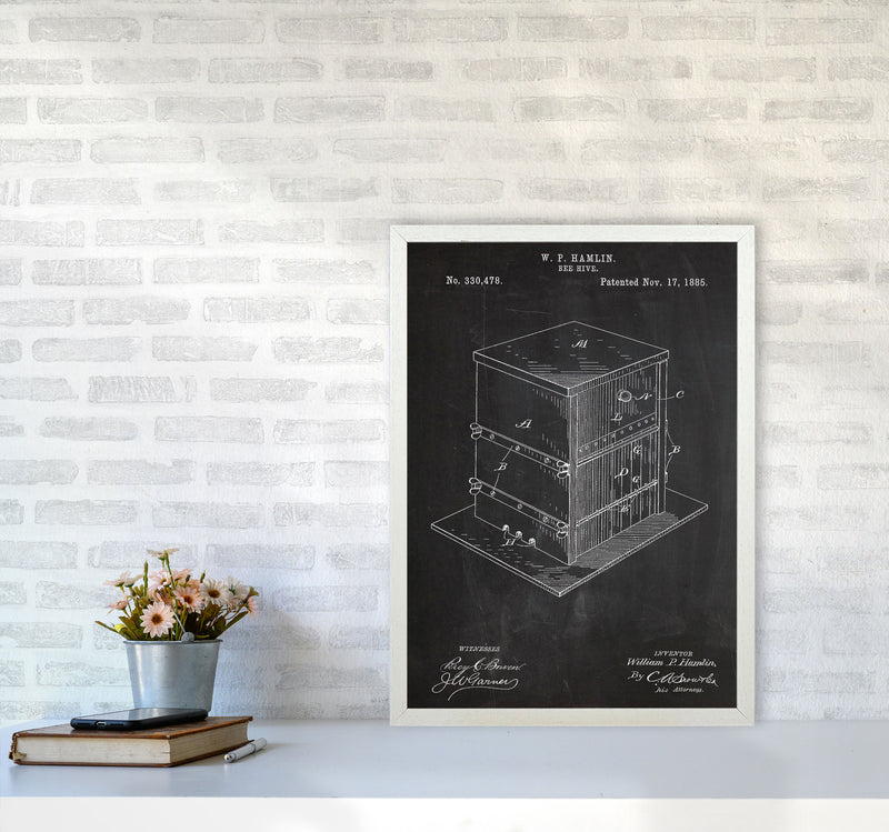 Bee Hive Patent Art Print by Jason Stanley A2 Oak Frame