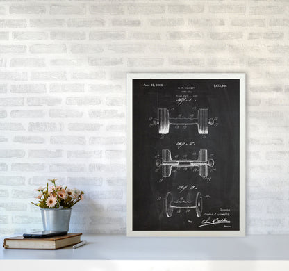 Dumbbell Patent Art Print by Jason Stanley A2 Oak Frame