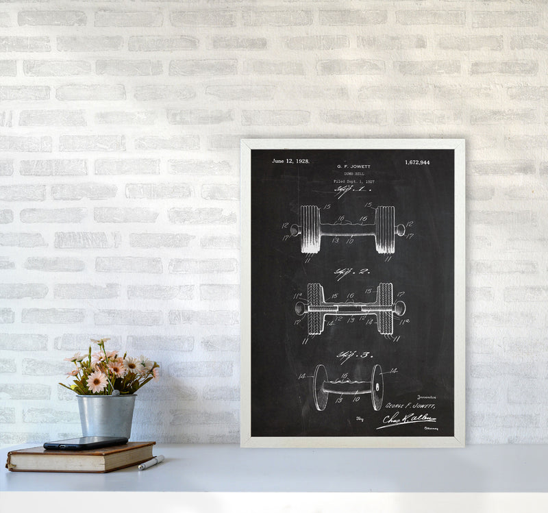 Dumbbell Patent Art Print by Jason Stanley A2 Oak Frame