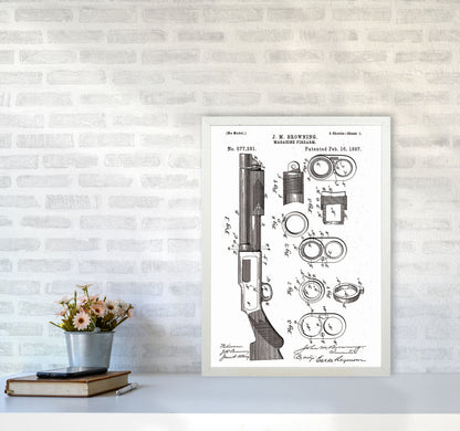 Shotgun Patent Art Print by Jason Stanley A2 Oak Frame