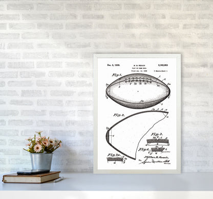 Football Patent Art Print by Jason Stanley A2 Oak Frame