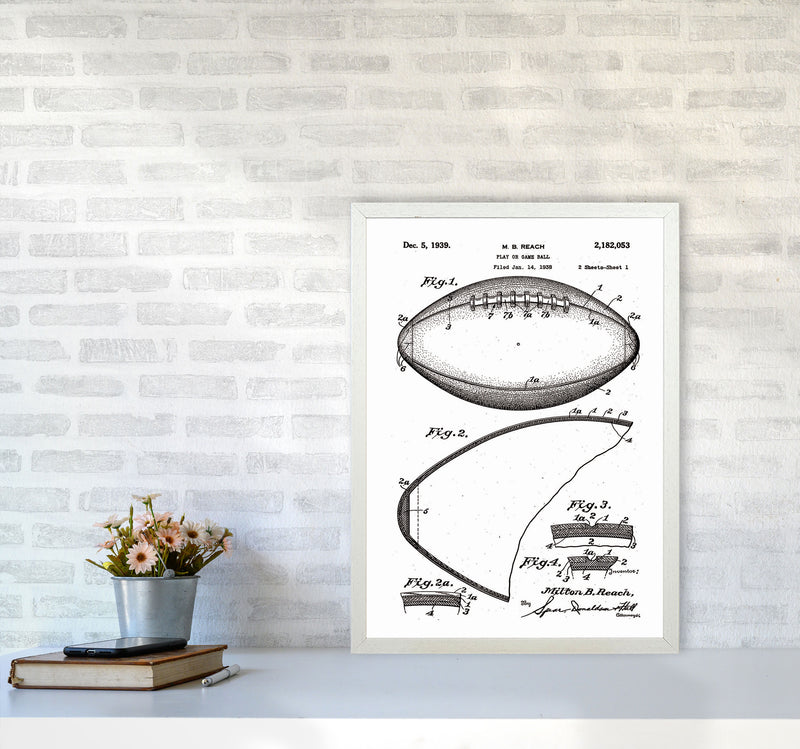 Football Patent Art Print by Jason Stanley A2 Oak Frame