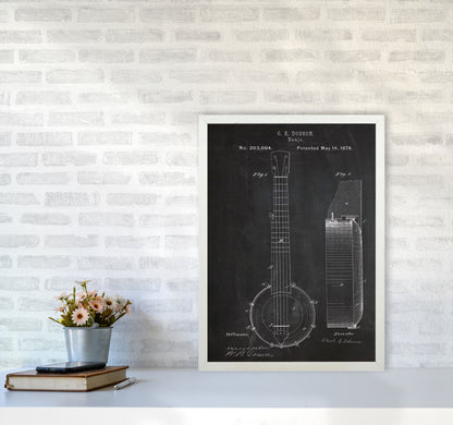 Banjo Patent Art Print by Jason Stanley A2 Oak Frame