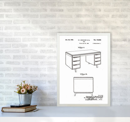 Desk Patent Art Print by Jason Stanley A2 Oak Frame