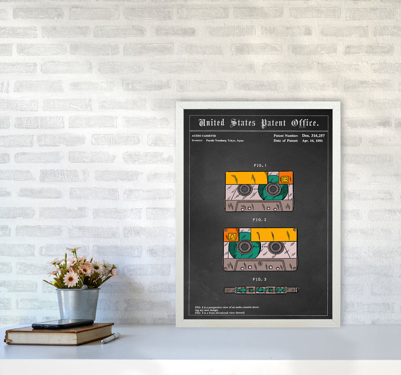 Casette Tape Art Print by Jason Stanley A2 Oak Frame