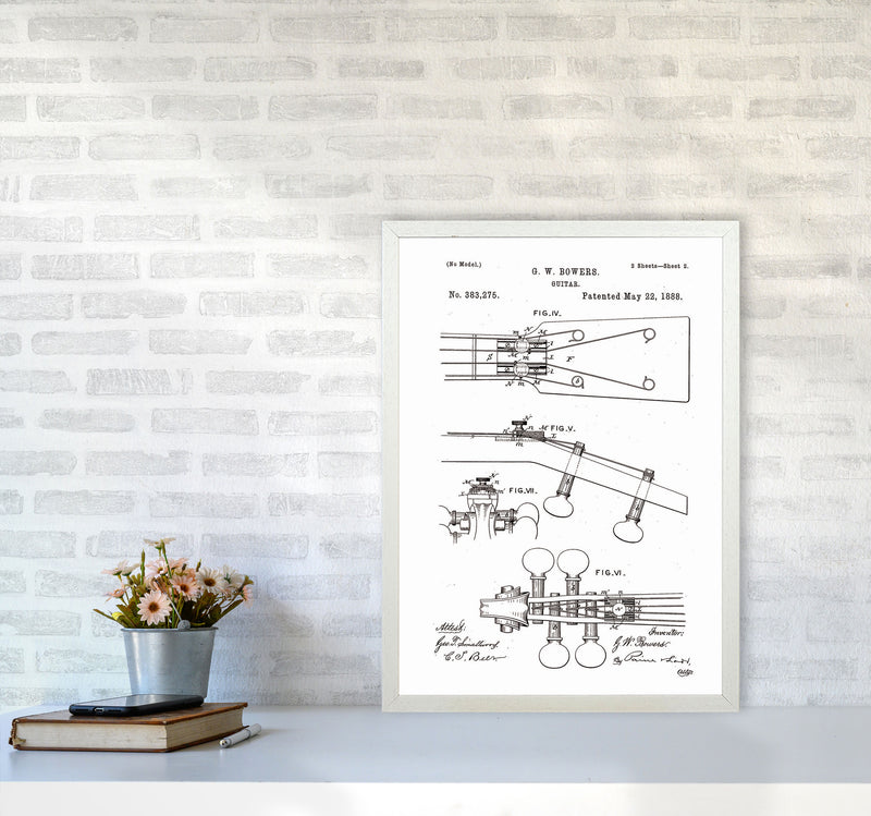 Guitar Patent Art Print by Jason Stanley A2 Oak Frame