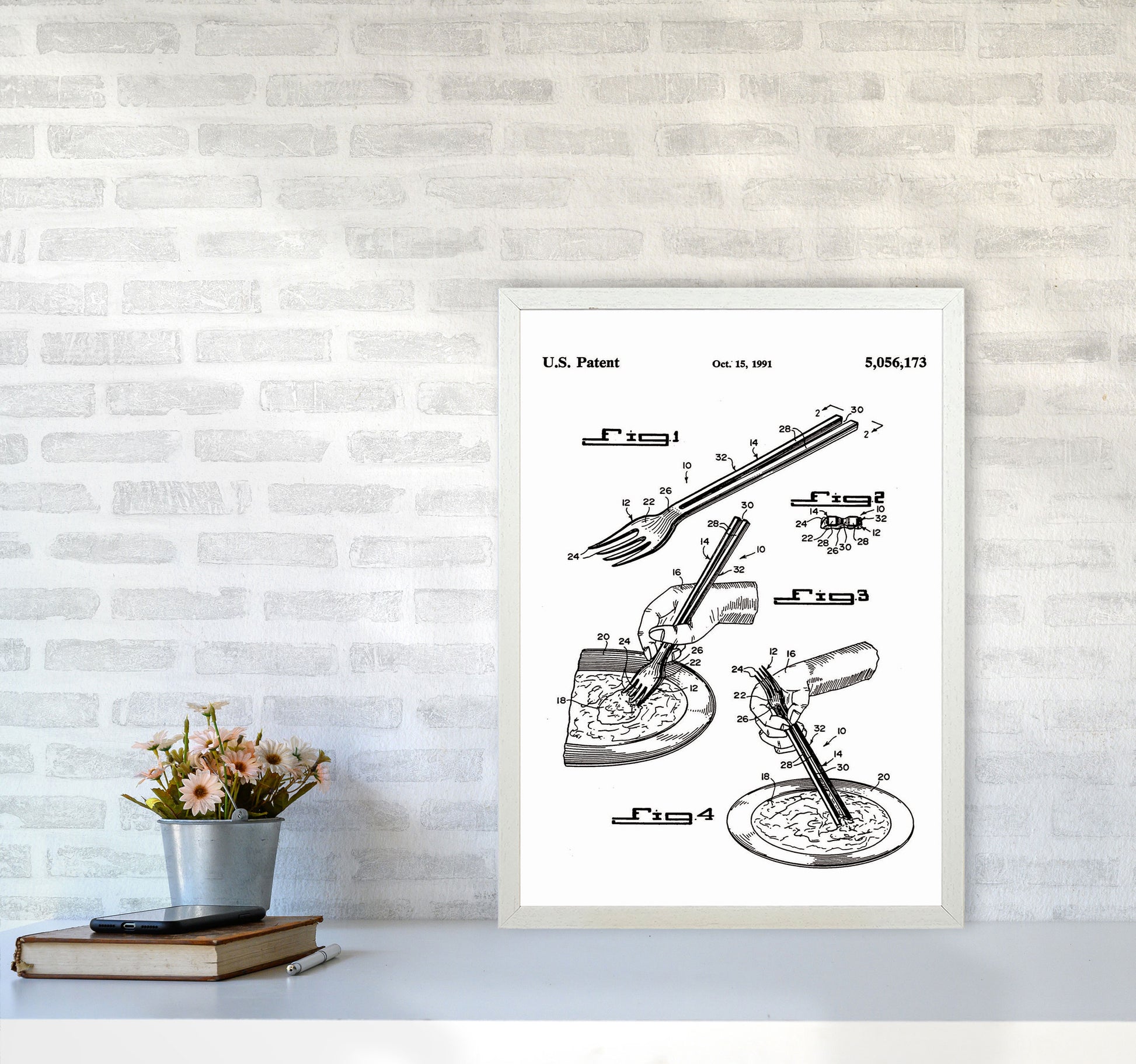Fork Patent Art Print by Jason Stanley A2 Oak Frame