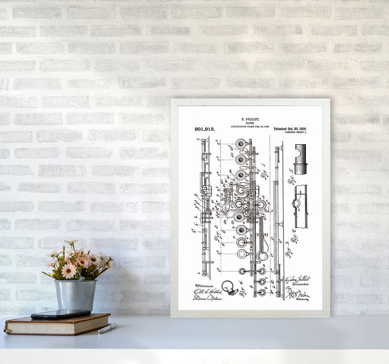 Flute Patent Art Print by Jason Stanley A2 Oak Frame