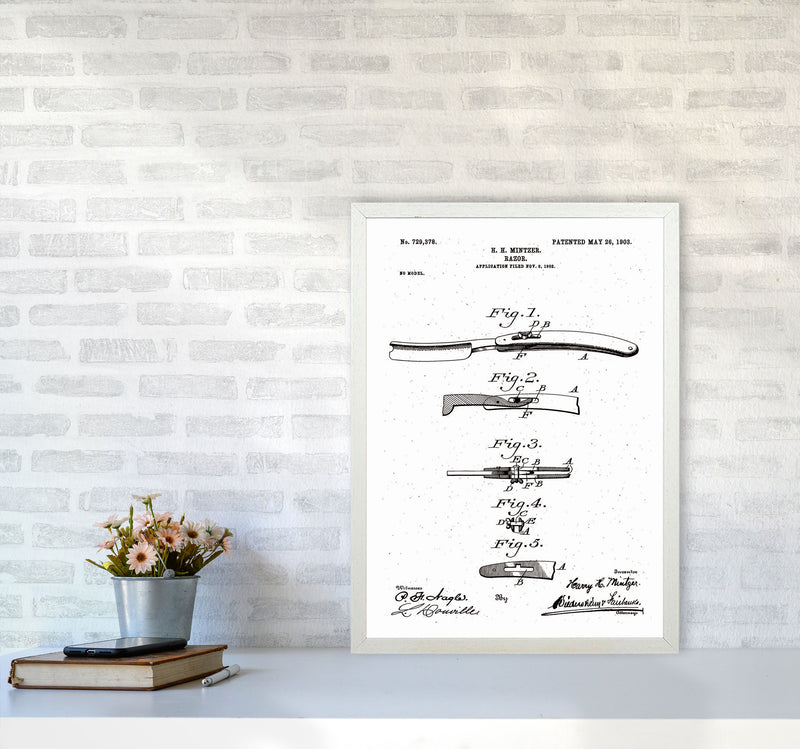Razor Patent Art Print by Jason Stanley A2 Oak Frame