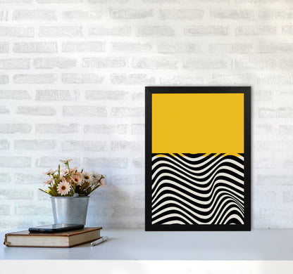 Minimal Abstract Yellow Wave Art Print by Jason Stanley A3 White Frame
