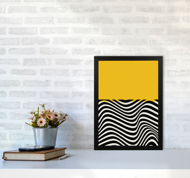 Minimal Abstract Yellow Wave Art Print by Jason Stanley A3 White Frame