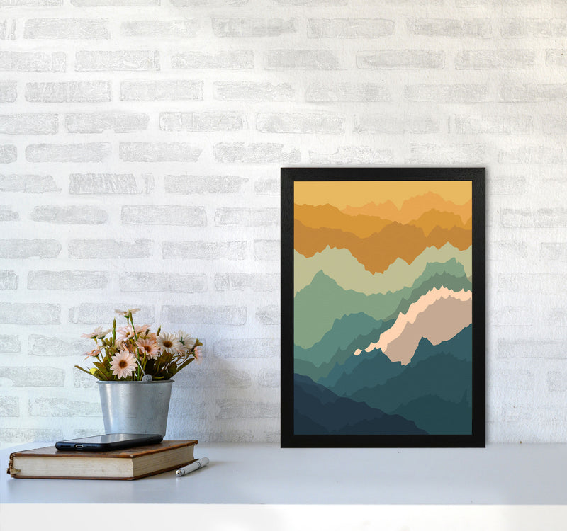 Japanese Mountain Topography Art Print by Jason Stanley A3 White Frame