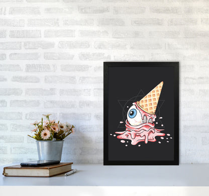 Strawberry Eyeball Icecream Art Print by Jason Stanley A3 White Frame