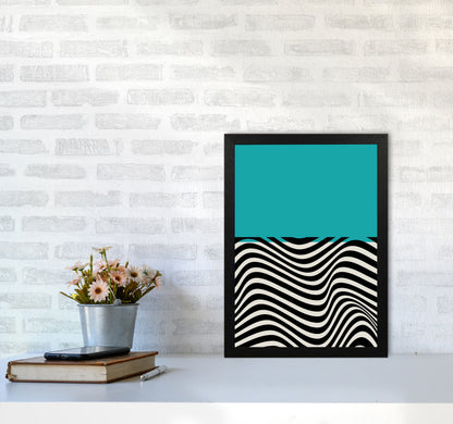 Minimal Abstract Blue Wave Art Print by Jason Stanley A3 White Frame