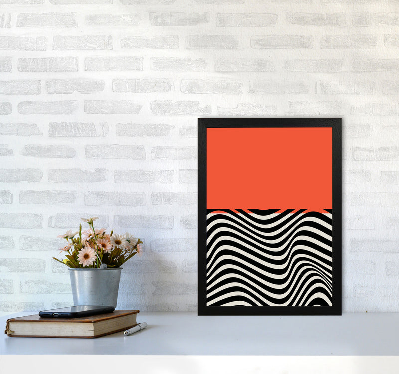 Minimal Abstract Red Wave Art Print by Jason Stanley A3 White Frame
