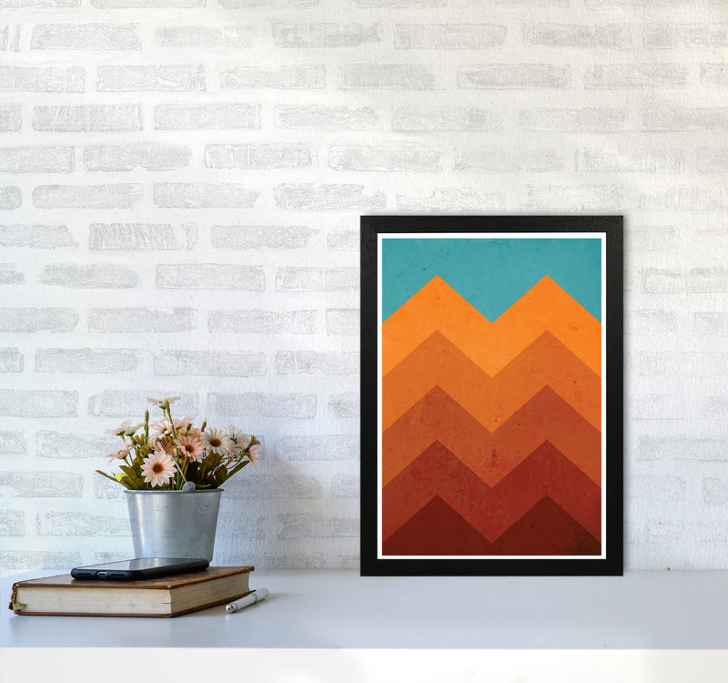 Abstract Orange Mountain Art Print by Jason Stanley A3 White Frame