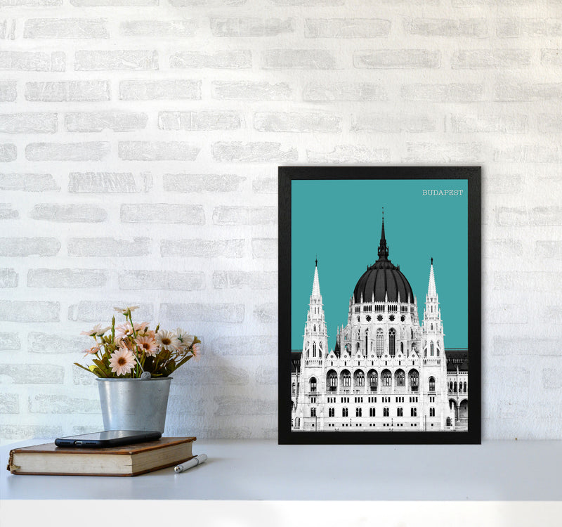 Halftone Budapest Green Art Print by Jason Stanley A3 White Frame
